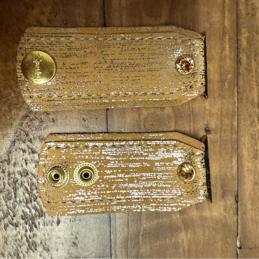 Upcycled Gold and tan bow band made by Spark’l Bands